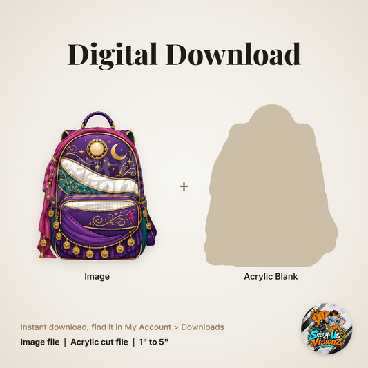Moon Genie Backpack acrylic blank and digital download