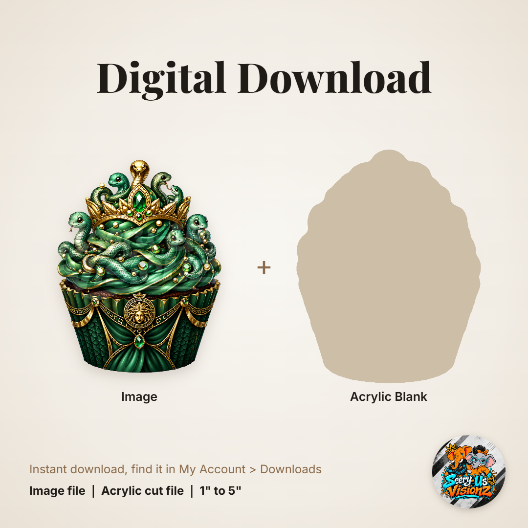 Snake Hair Cupcake acrylic blank and digital download