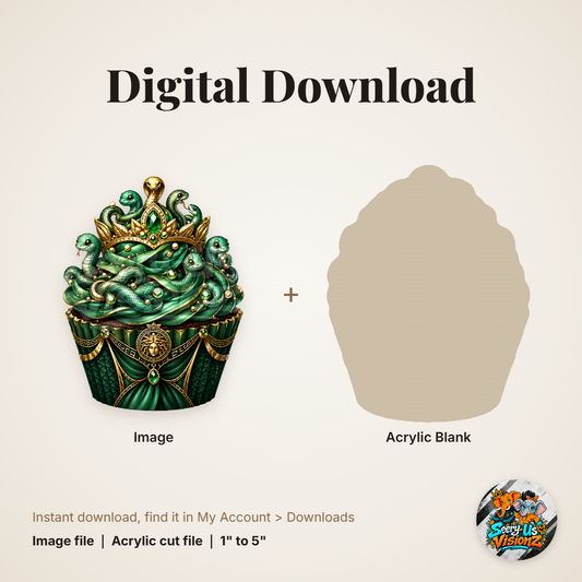 Snake Hair Cupcake acrylic blank and digital download