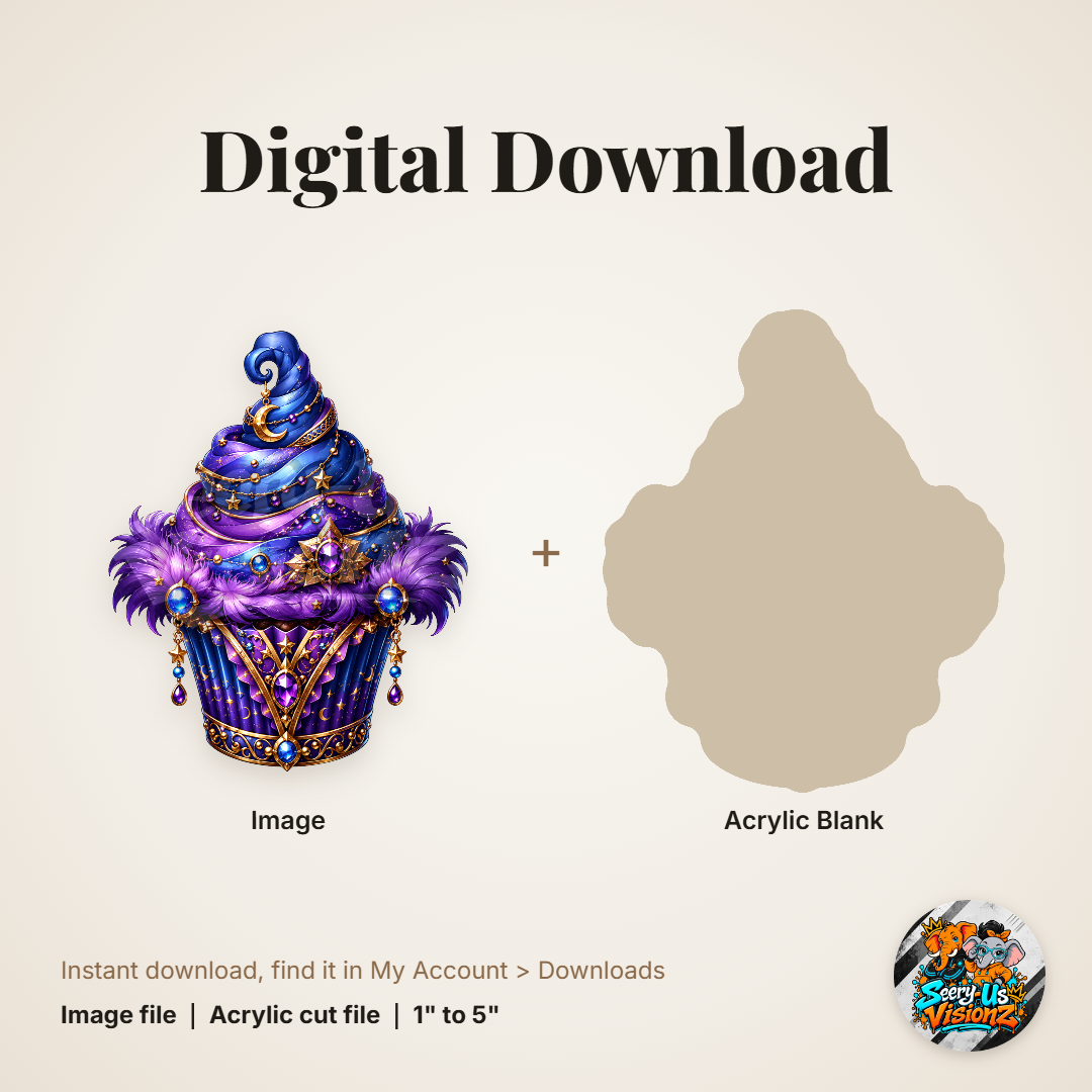 Wizard Hat Cupcake acrylic blank and digital download