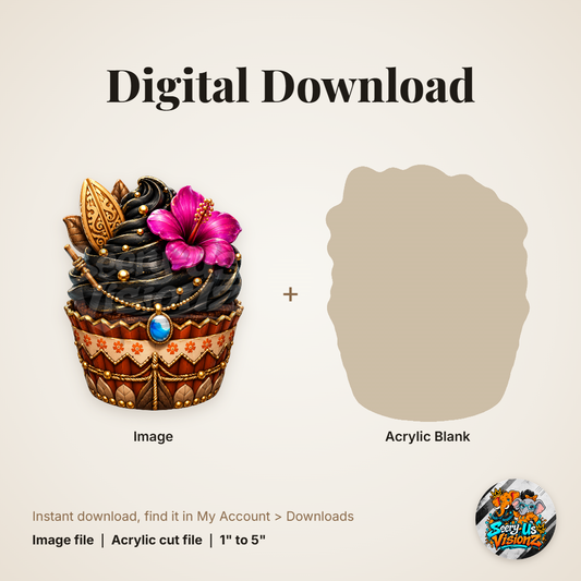 Island Hibiscus Cupcake acrylic blank and digital download