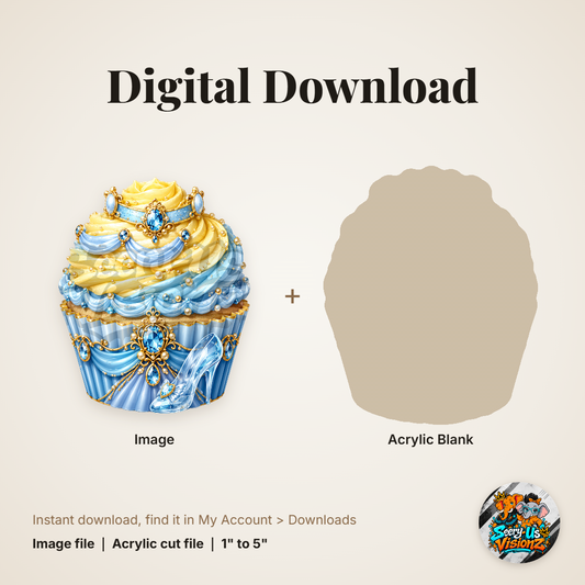 Glass Slipper Cupcake acrylic blank and digital download