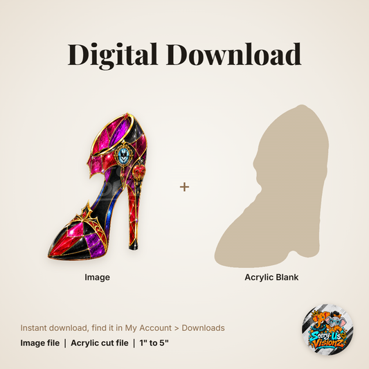 Harlequin Queen Heel acrylic blank and digital download