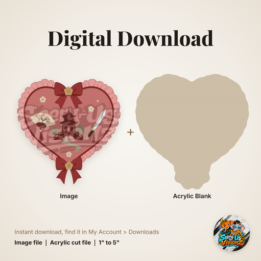 Warrior Dark Pink Heart acrylic blank and digital download