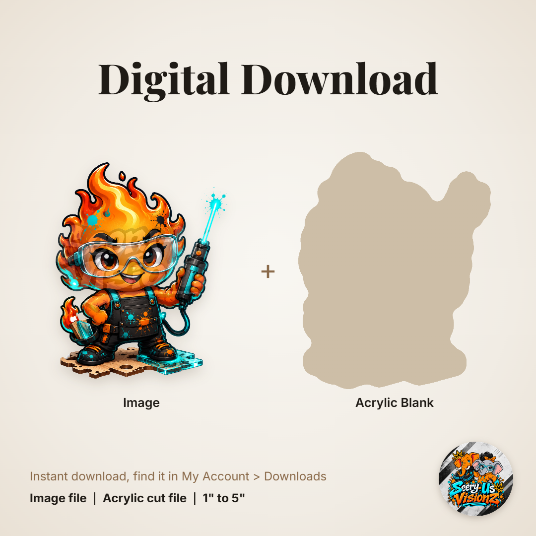 Fire Spirit Plumber acrylic blank and digital download