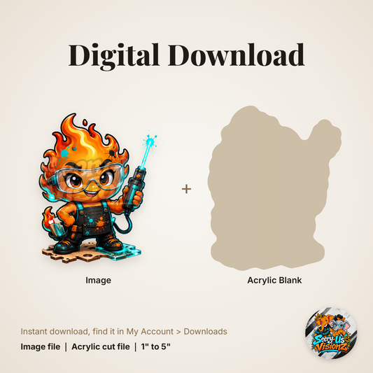Fire Spirit Plumber acrylic blank and digital download