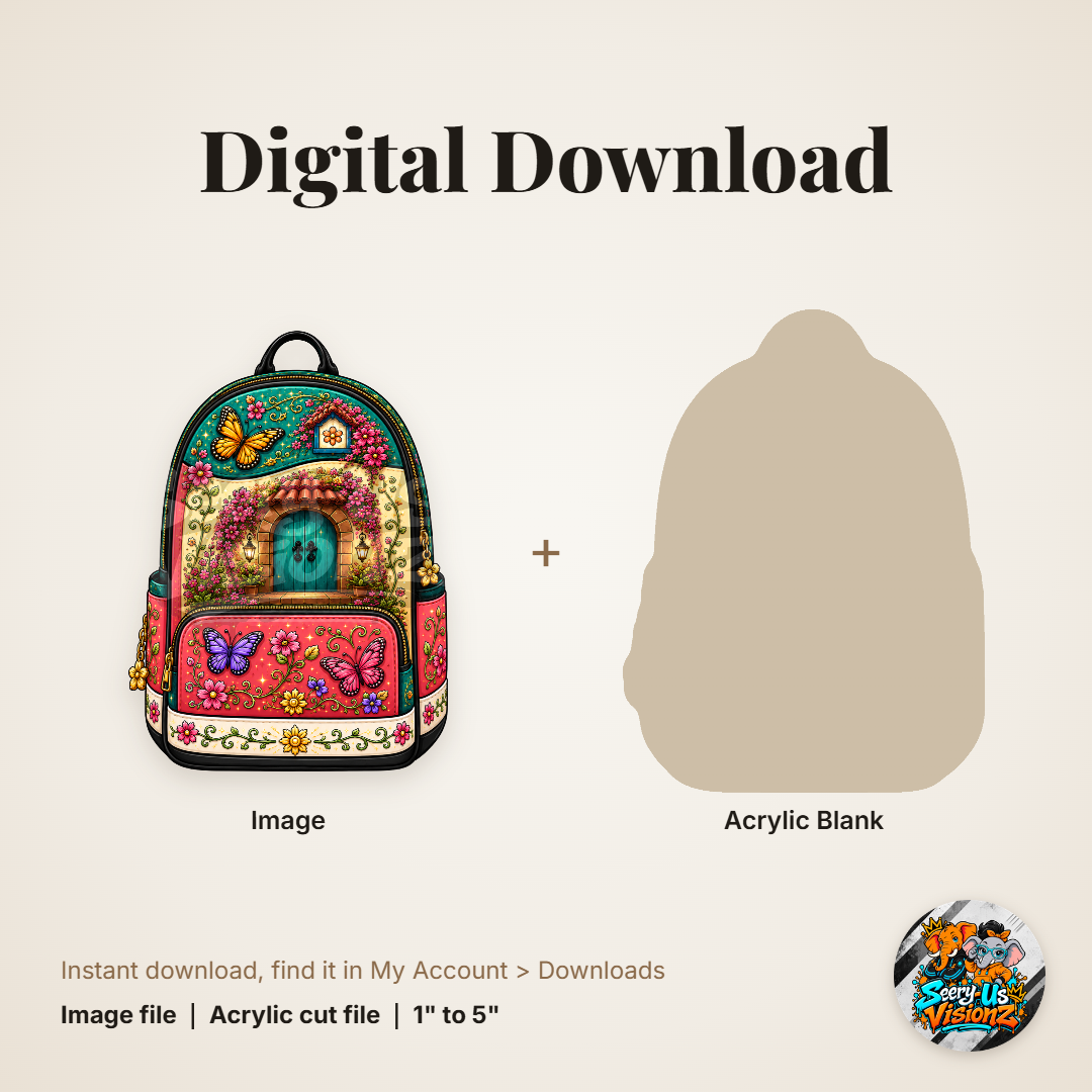 Butterfly Cottage Backpack acrylic blank and digital download