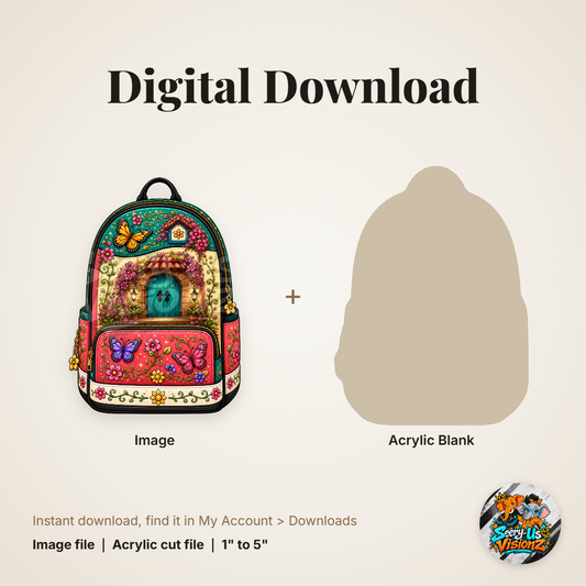 Butterfly Cottage Backpack acrylic blank and digital download