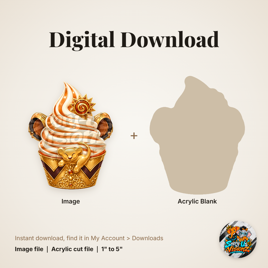 Lion Cub Cupcake acrylic blank and digital download