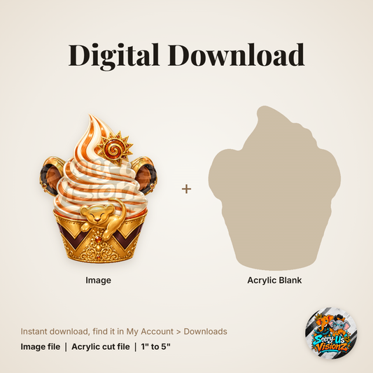 Lion Cub Cupcake acrylic blank and digital download