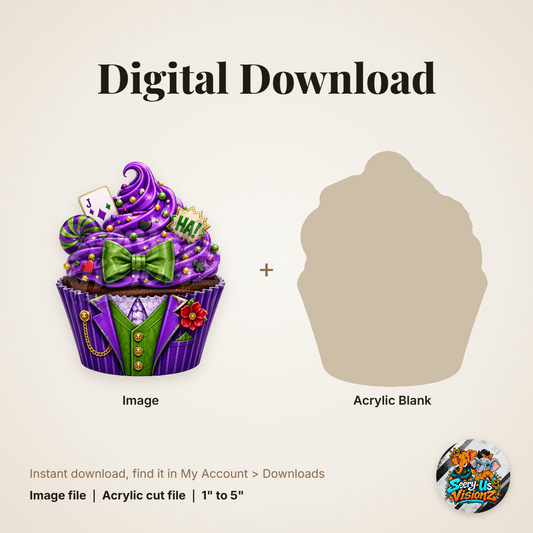 Purple Prankster Cupcake acrylic blank and digital download