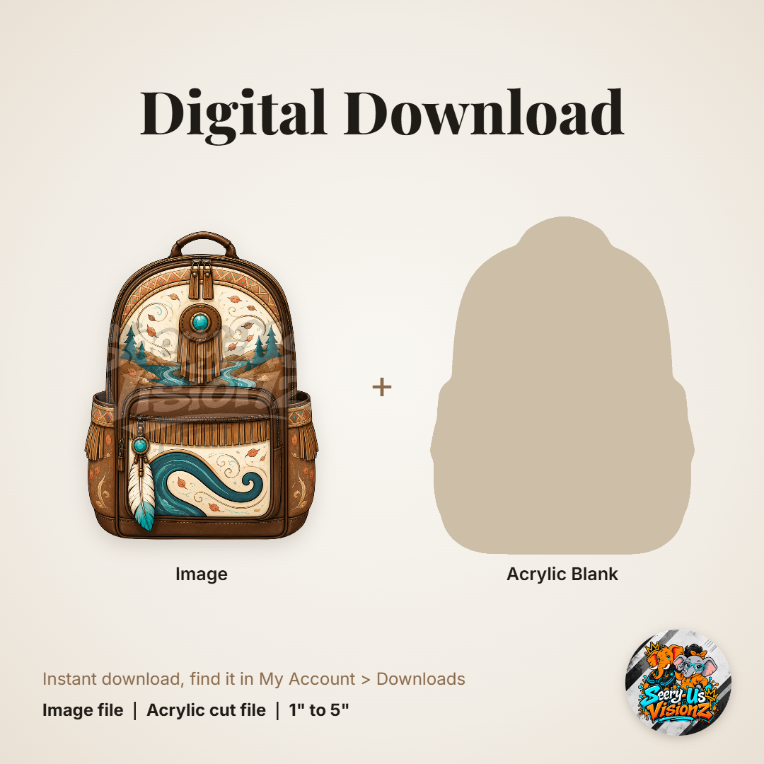 River Feather Backpack acrylic blank and digital download
