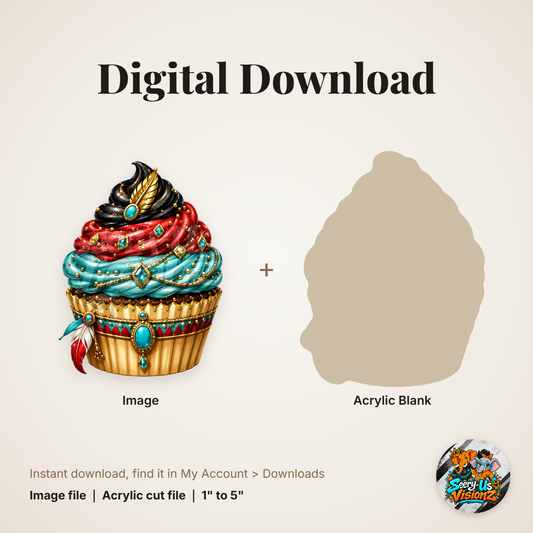 Feather Princess Cupcake acrylic blank and digital download