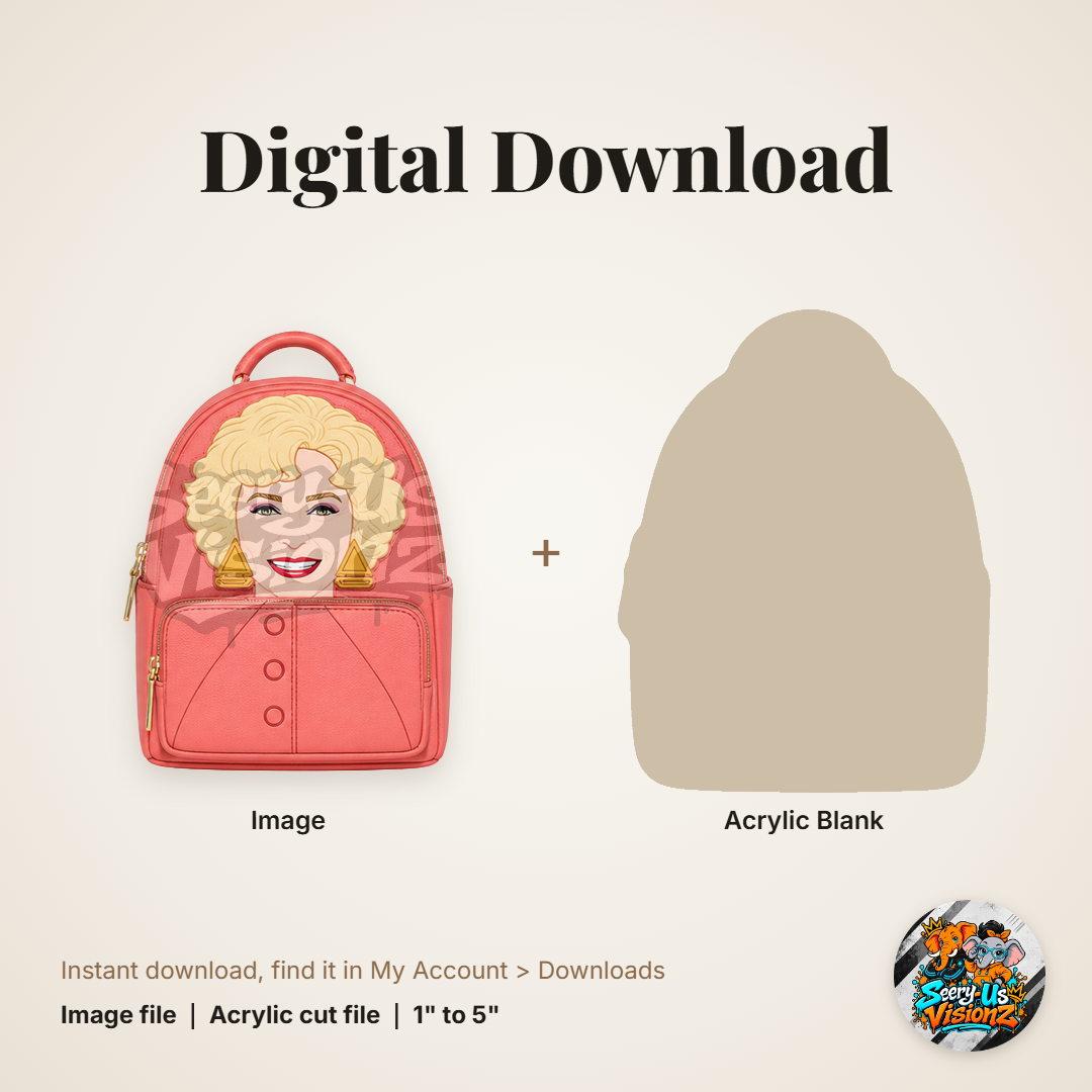 Coral Golden Lady Backpack acrylic blank and digital download