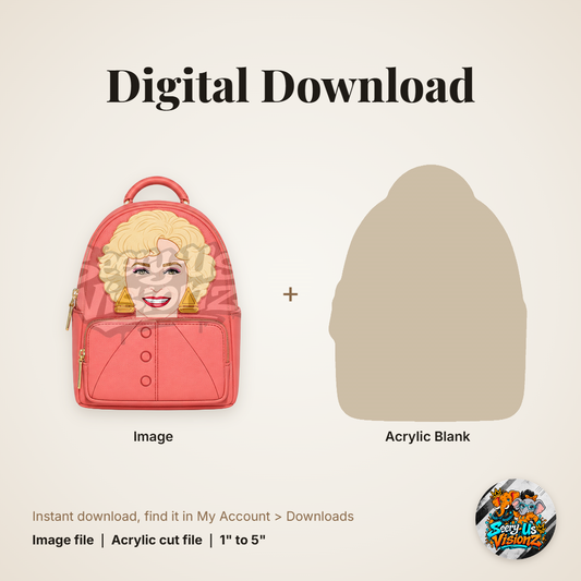 Coral Golden Lady Backpack acrylic blank and digital download