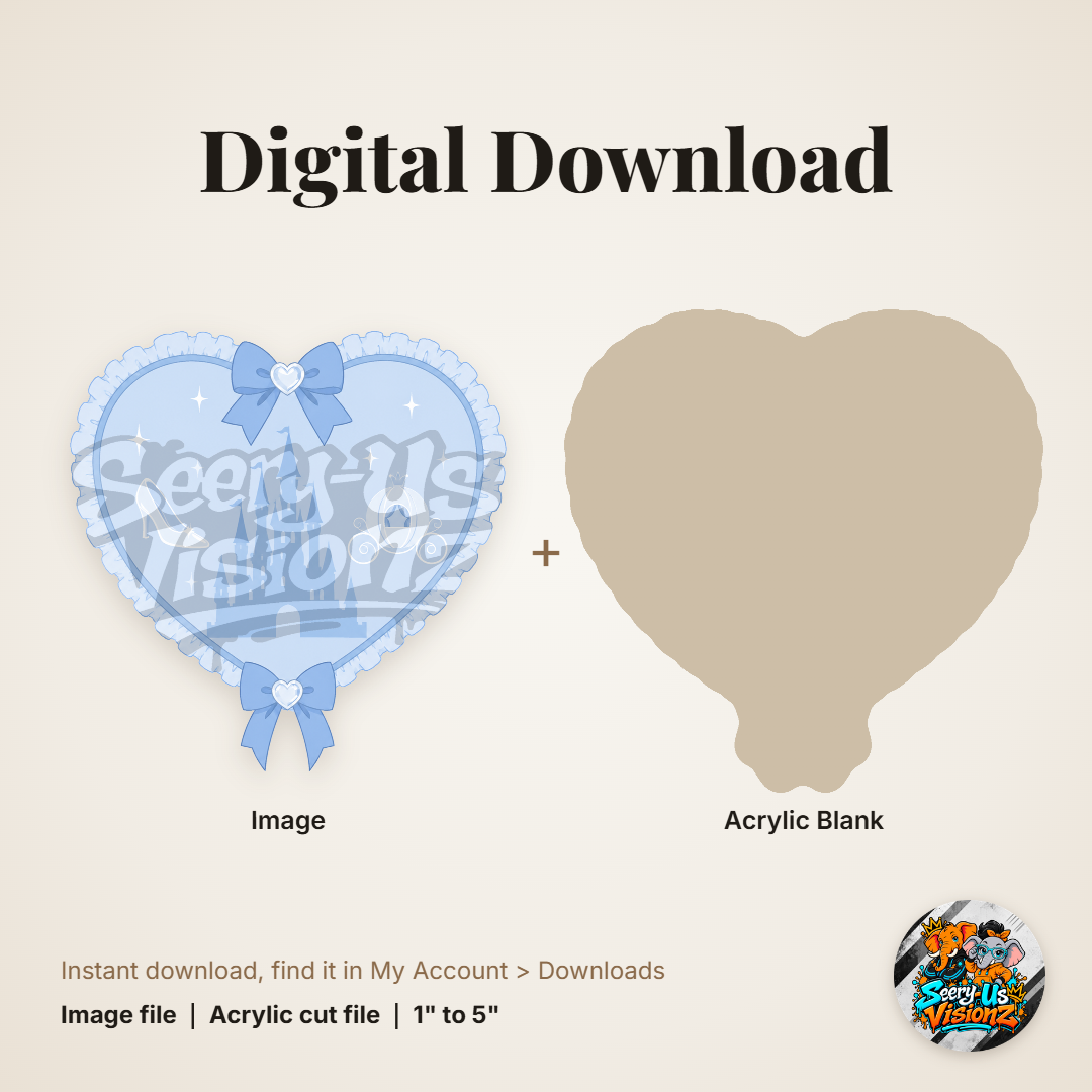Blue Lace Heart Frame acrylic blank and digital download