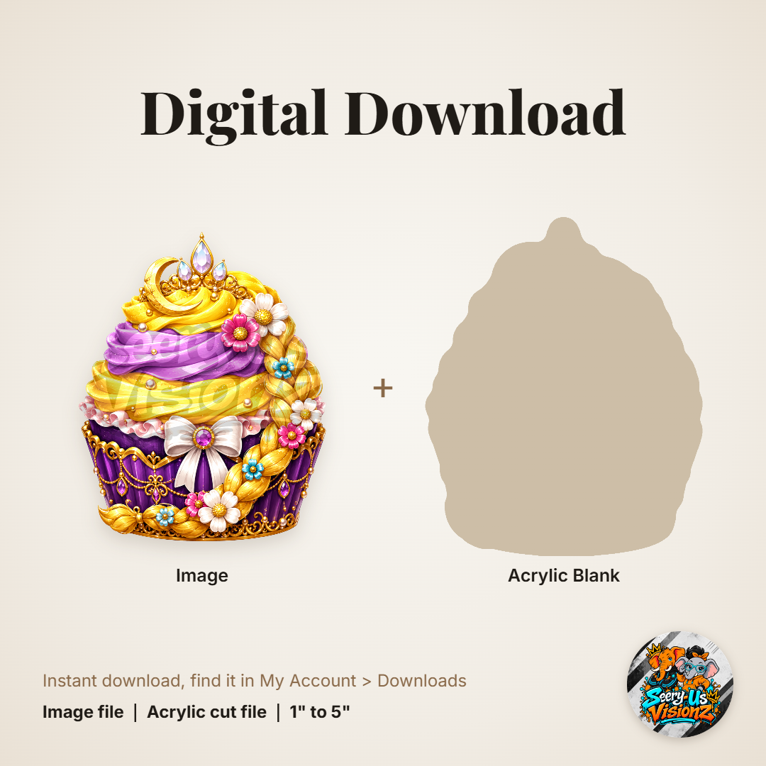 Tower Princess Cupcake acrylic blank and digital download