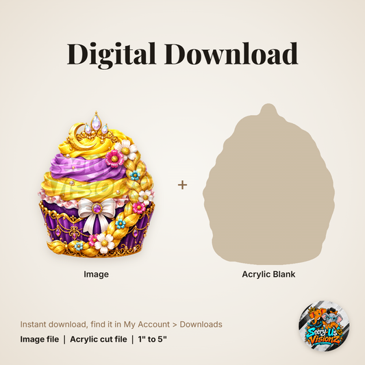 Tower Princess Cupcake acrylic blank and digital download