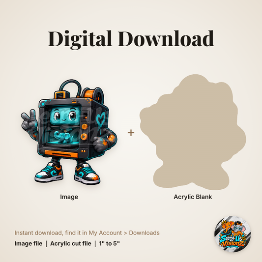 Retro Arcade Robot acrylic blank and digital download