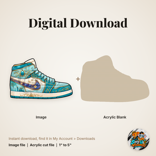 Teal Feather Sneaker acrylic blank and digital download