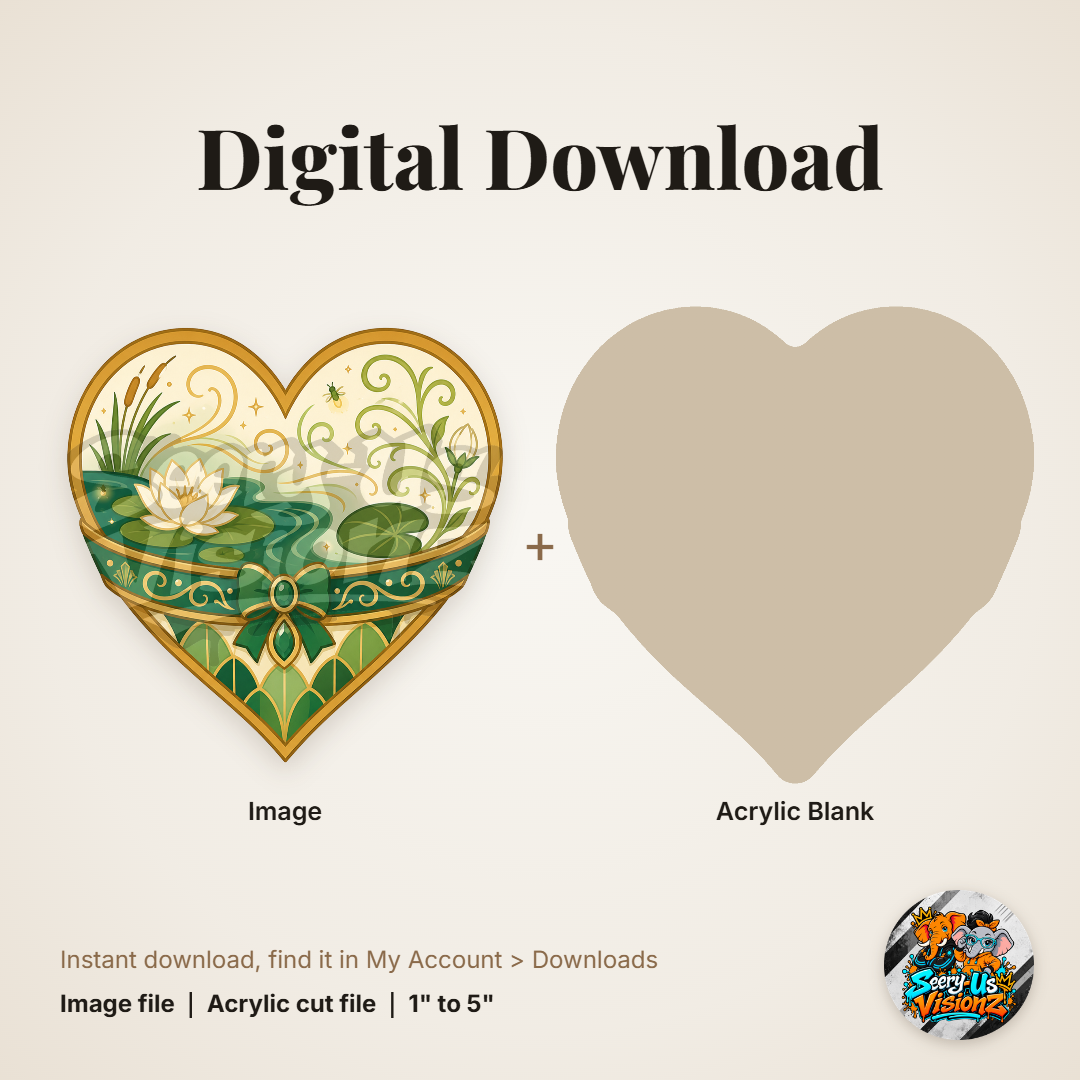 Lily Pond Heart acrylic blank and digital download