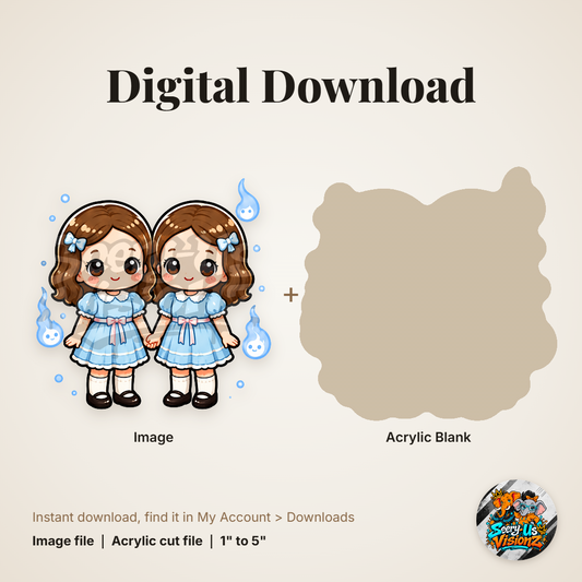 Ghostly Twins acrylic blank and digital download