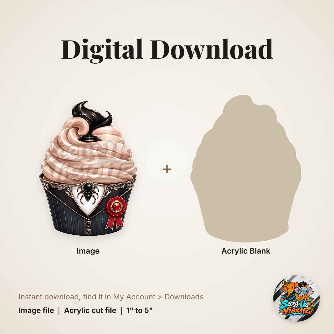 Spider Bow Cupcake acrylic blank and digital download