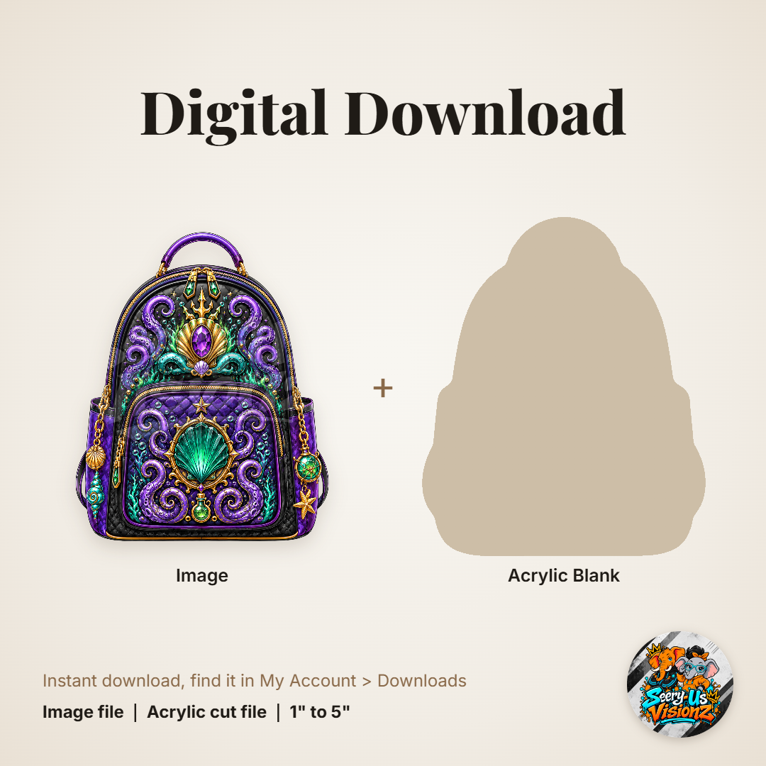 Sea Witch Shell Backpack acrylic blank and digital download