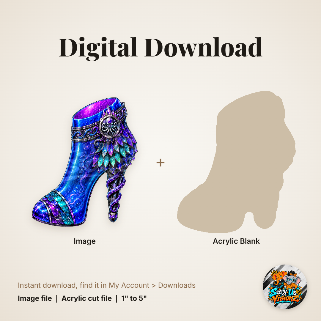 Crystal Glass Heel acrylic blank and digital download