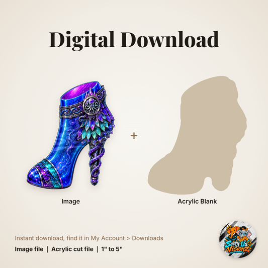Crystal Glass Heel acrylic blank and digital download