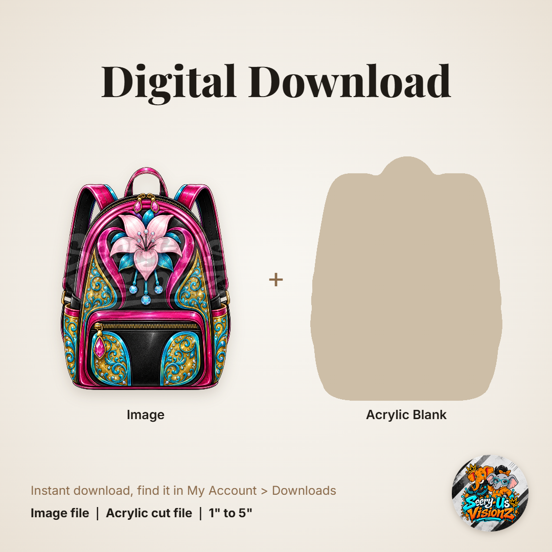 Lily Princess Backpack acrylic blank and digital download