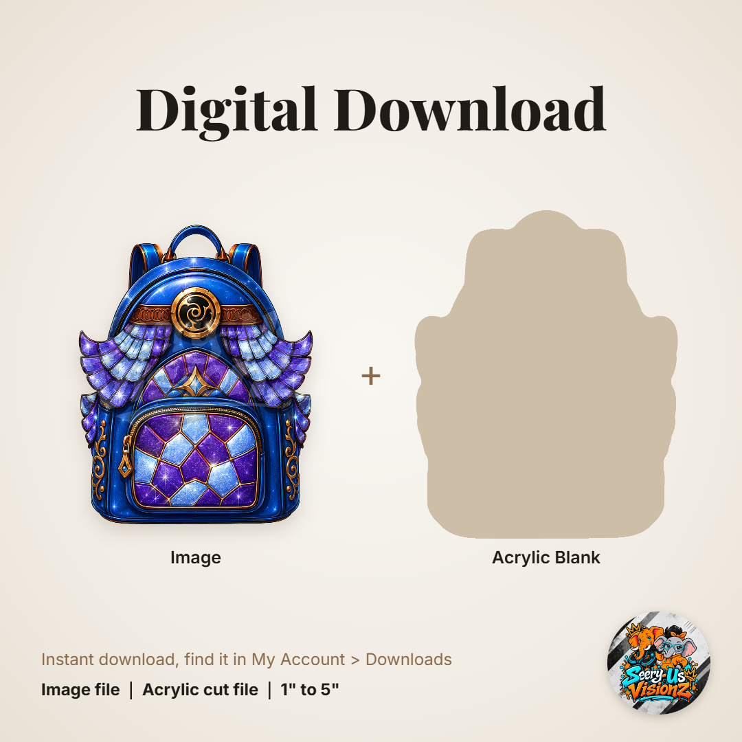 Royal Peacock Backpack acrylic blank and digital download
