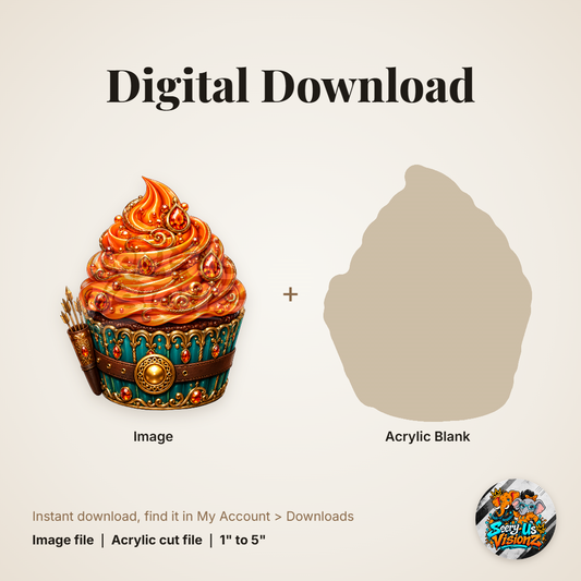 Archer Princess Cupcake acrylic blank and digital download
