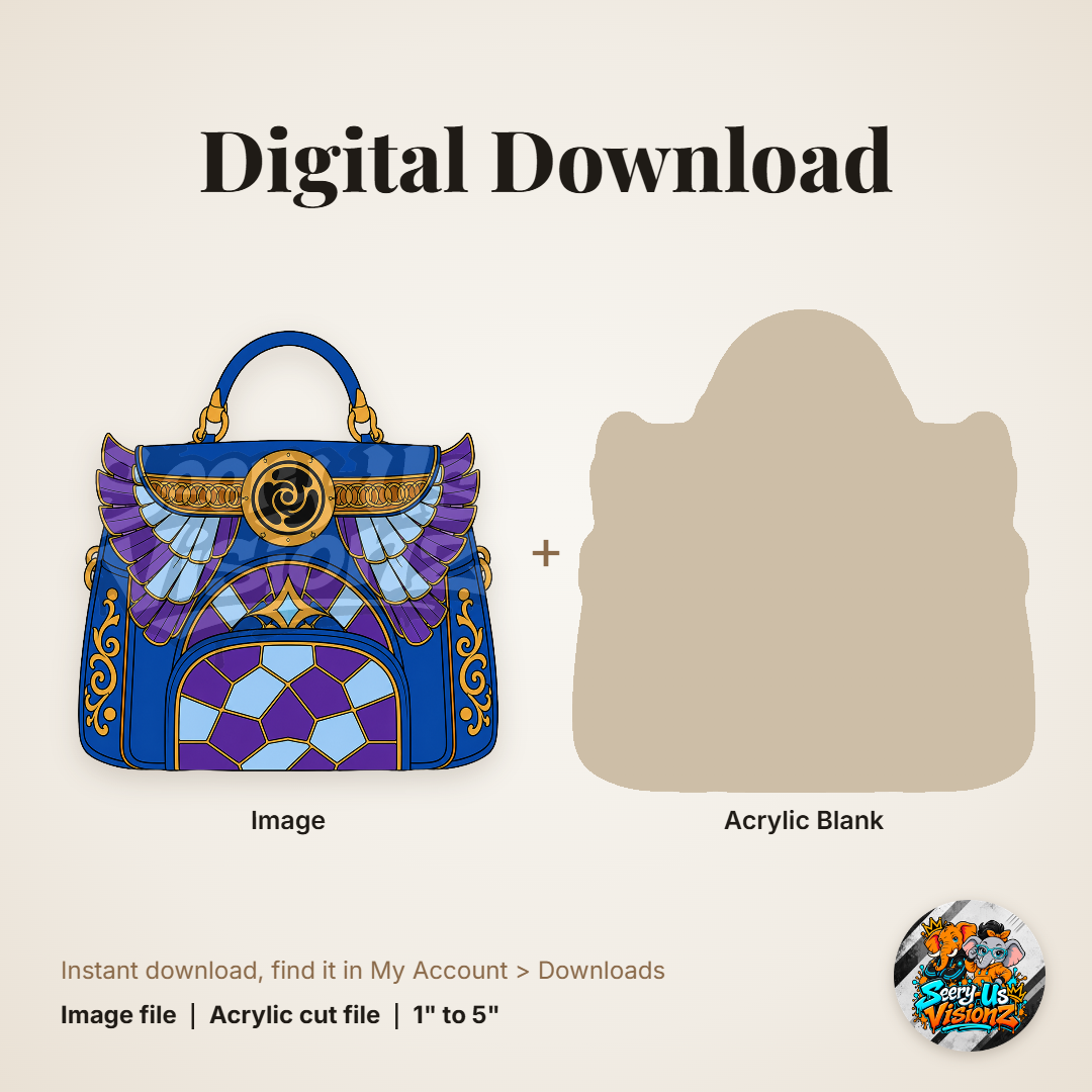 Royal Peacock Handbag acrylic blank and digital download