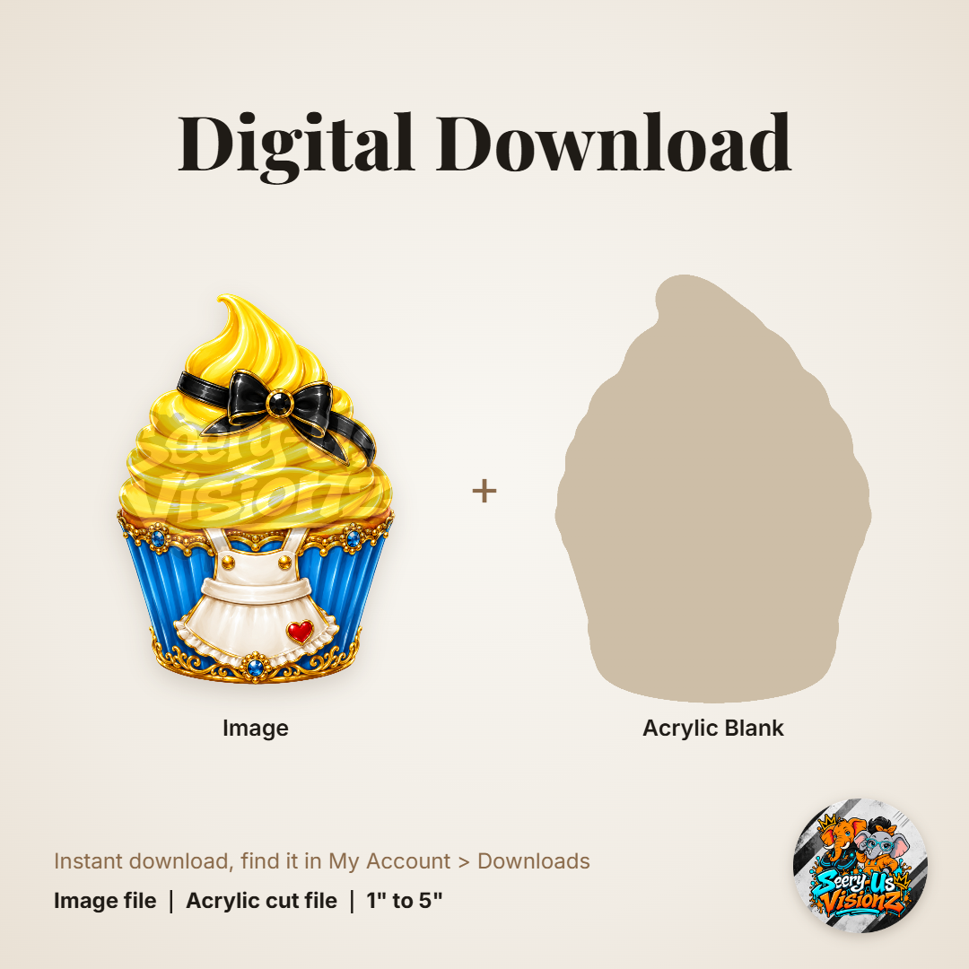 Wonderland Apron Cupcake acrylic blank and digital download