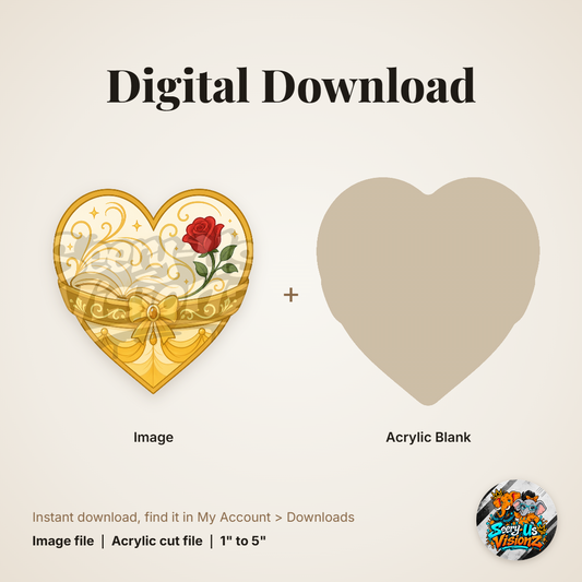 Golden Rose Heart acrylic blank and digital download