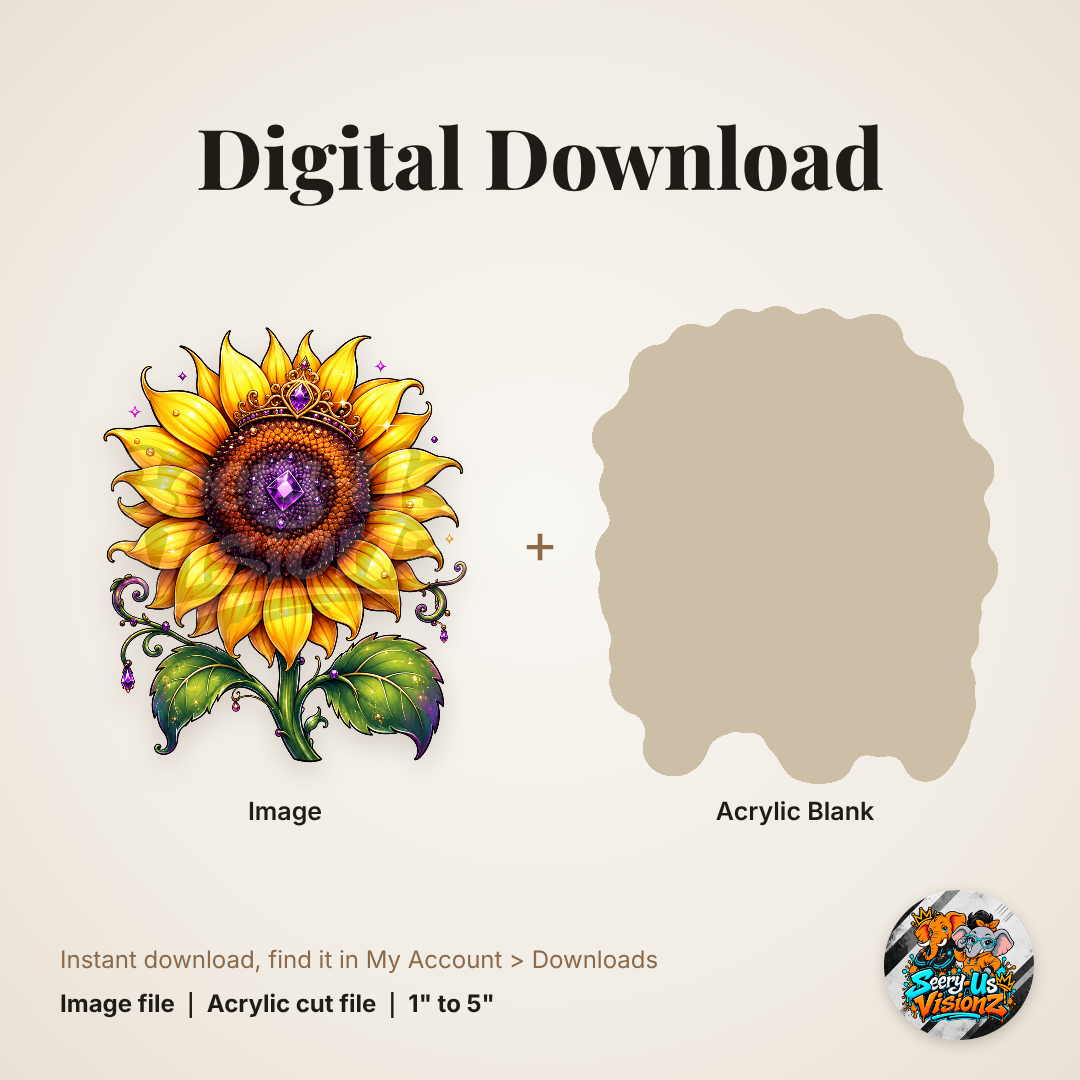 Jeweled Sunflower acrylic blank and digital download