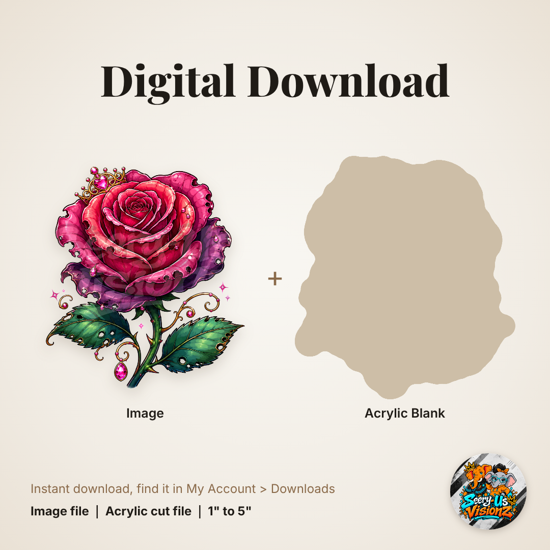 Jeweled Crimson Rose acrylic blank and digital download