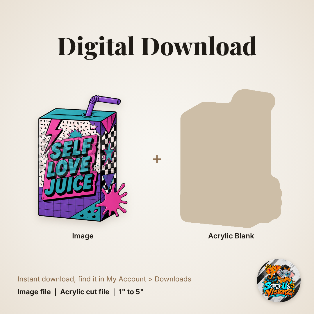 Retro Self Love Juice Box acrylic blank and digital download