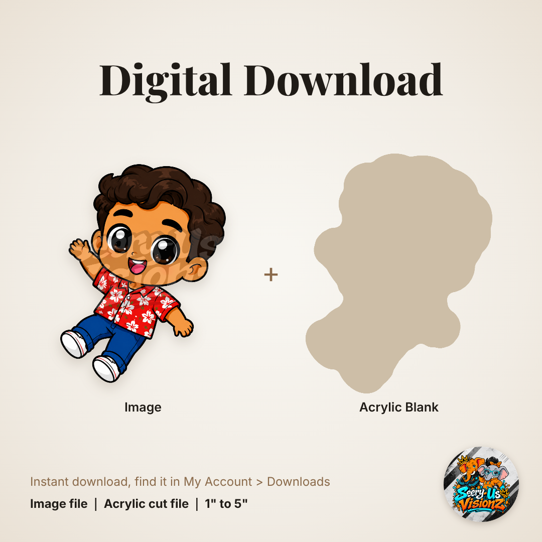 Chibi Boy Floral Shirt acrylic blank and digital download
