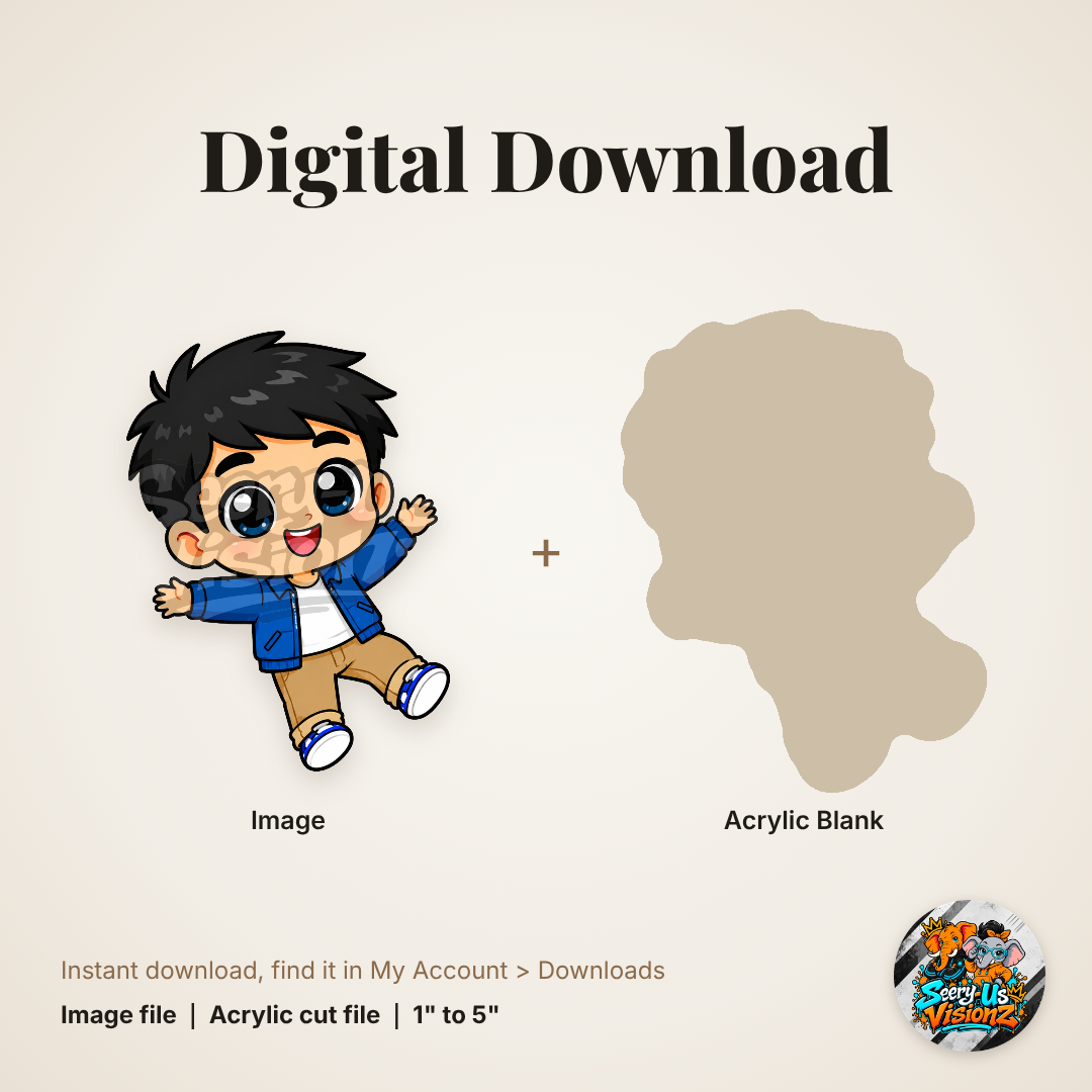 Chibi Boy Blue Jacket acrylic blank and digital download