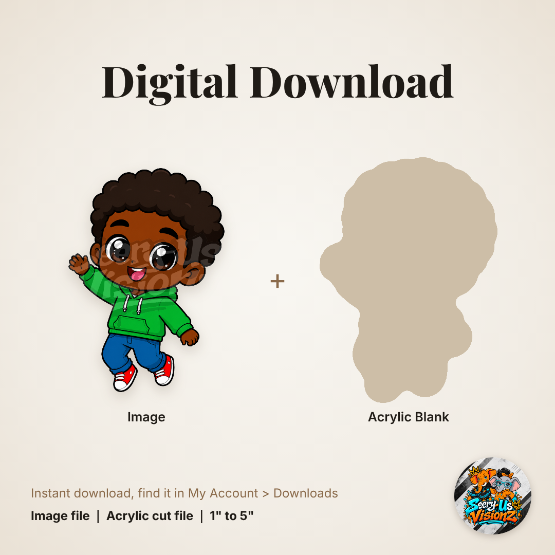 Chibi Boy Green Hoodie acrylic blank and digital download