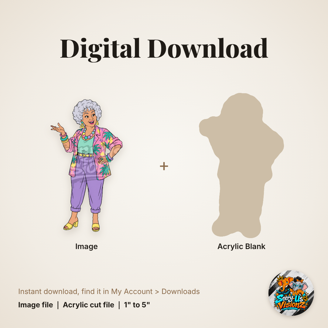 Retro Grandma Tropical Jacket acrylic blank and digital download