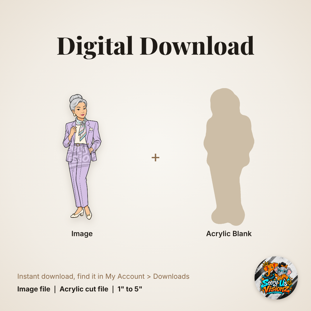 Elegant Grandma Lavender Suit acrylic blank and digital download