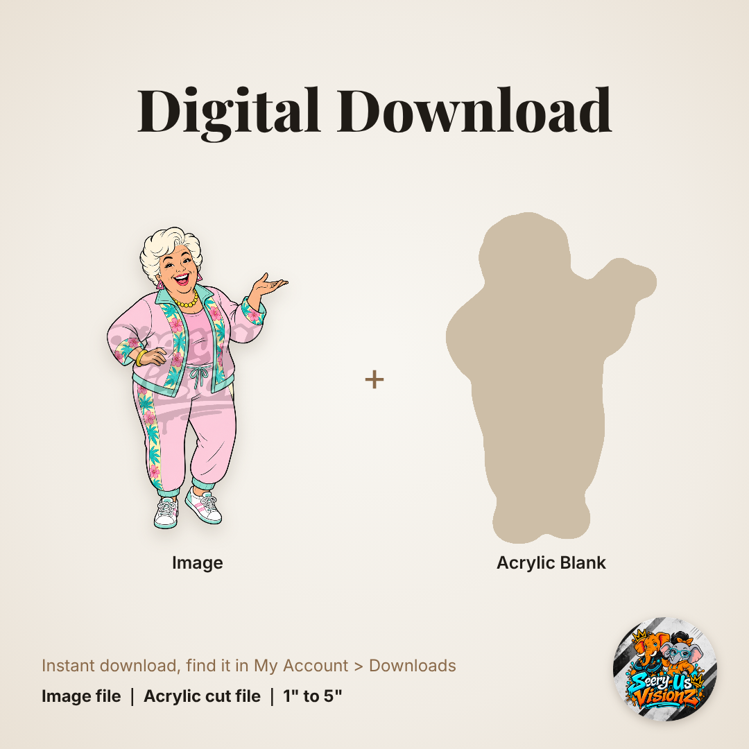 Retro Grandma Pink Tracksuit acrylic blank and digital download