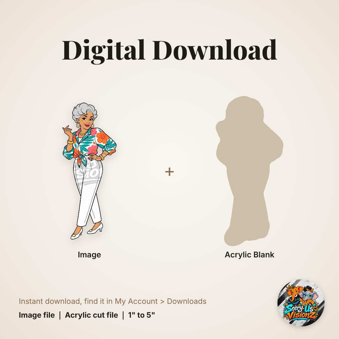 Glam Grandma Floral Blouse acrylic blank and digital download