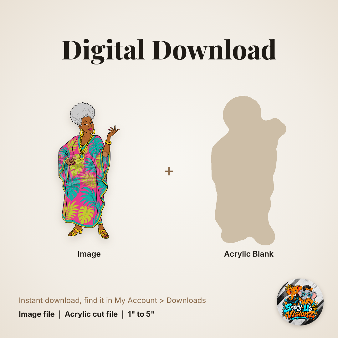 Glam Grandma Tropical Kaftan acrylic blank and digital download