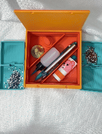¡La caja Kev-Bling!: caja de viaje con bandeja para pintar diamantes y diamantes de imitación