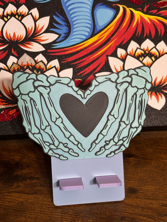Skeleton Heart Hands Phone Holder