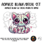 Kitty Zombie themed acrylic blank with hole at top, multipurpose crafting